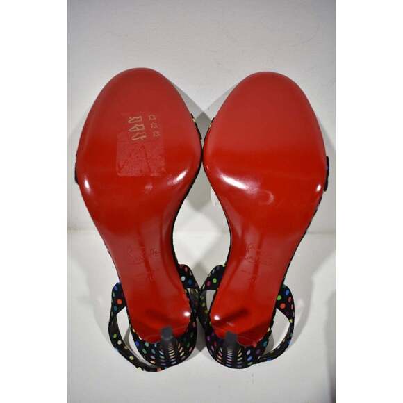 Christian Louboutin O Marylin 100 Black Polka Dot Slingback Sandal Heel Pump 40 - Picture 12 of 12